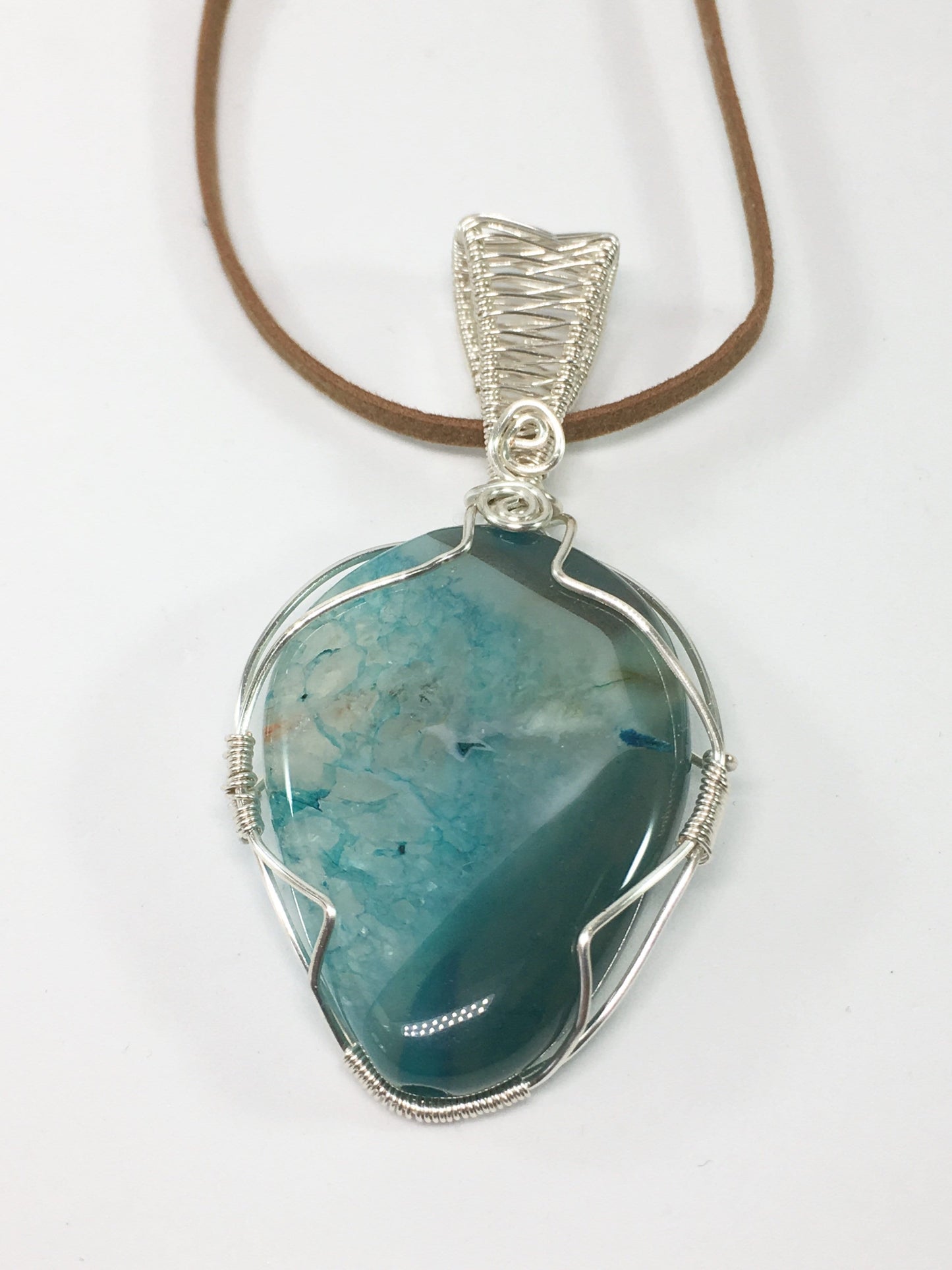 Necklace Teal Wire Wrapped Agate Pendant Jewelz Galore Colourful Agate Pendant | Jewelz Galore | Cambridge