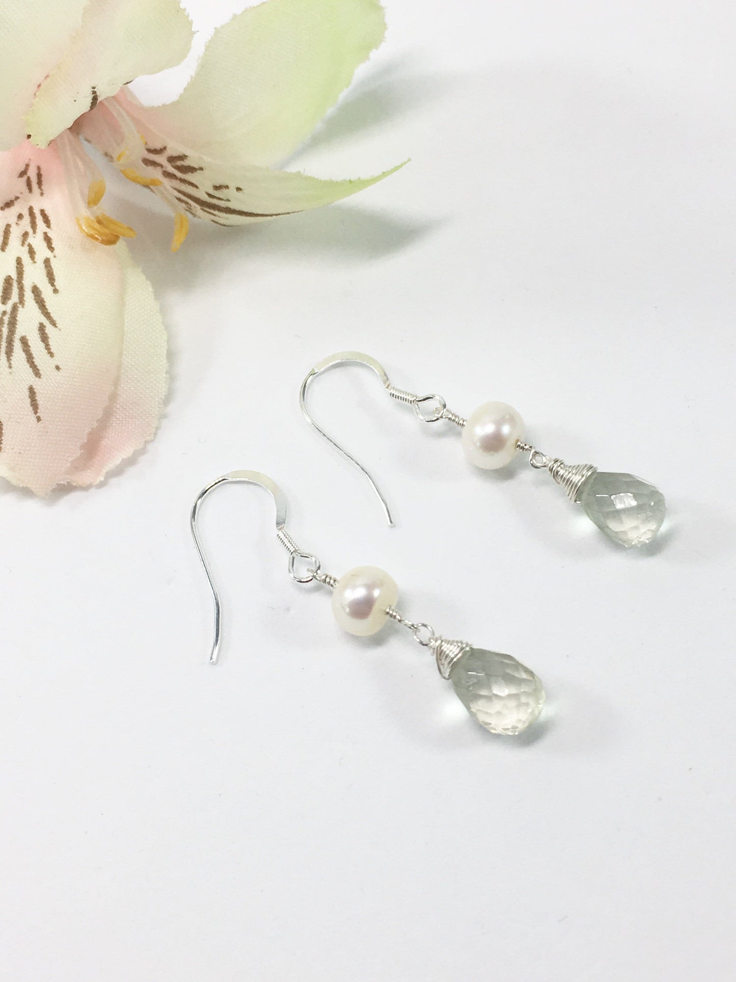 Earrings Green Amethyst Drop Earrings Jewelz Galore Buy Green Amethyst Pearl Earrings | Jewelz Galore | Artisan Jewellery