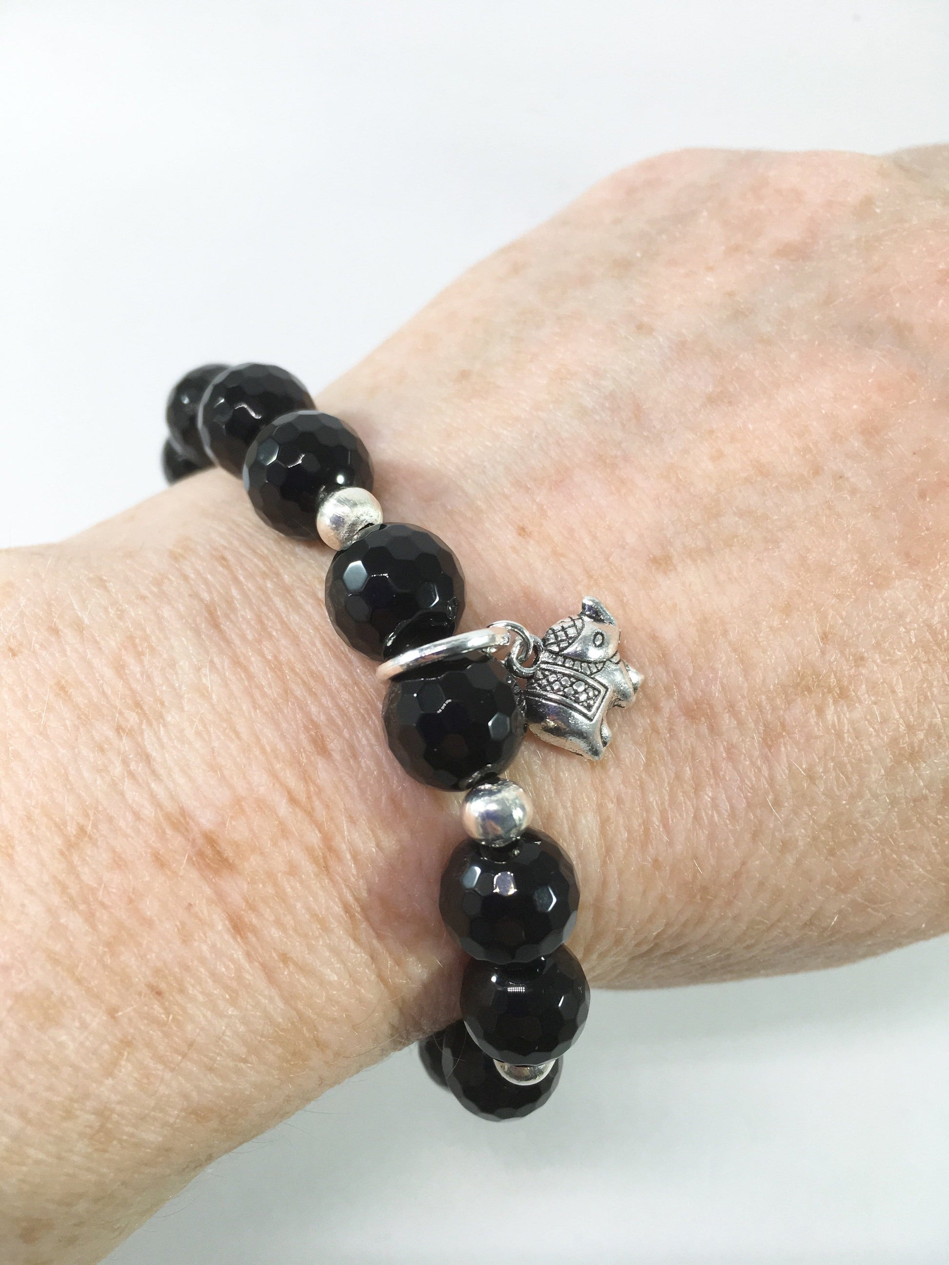 Bracelet Black Agate Stretch Bracelet Jewelz Galore Black Agate Bracelet | Jewelz Galore | Handmade Jewellery Online