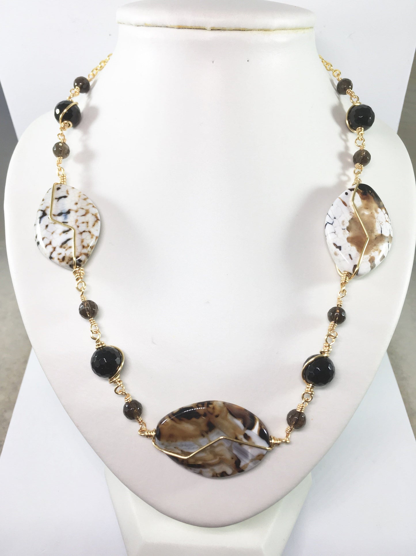 Necklace Cappuccino Agate Necklace Jewelz Galore Cappuccino Agate Gemstone Necklace | Jewelz Galore | Jewellery Online