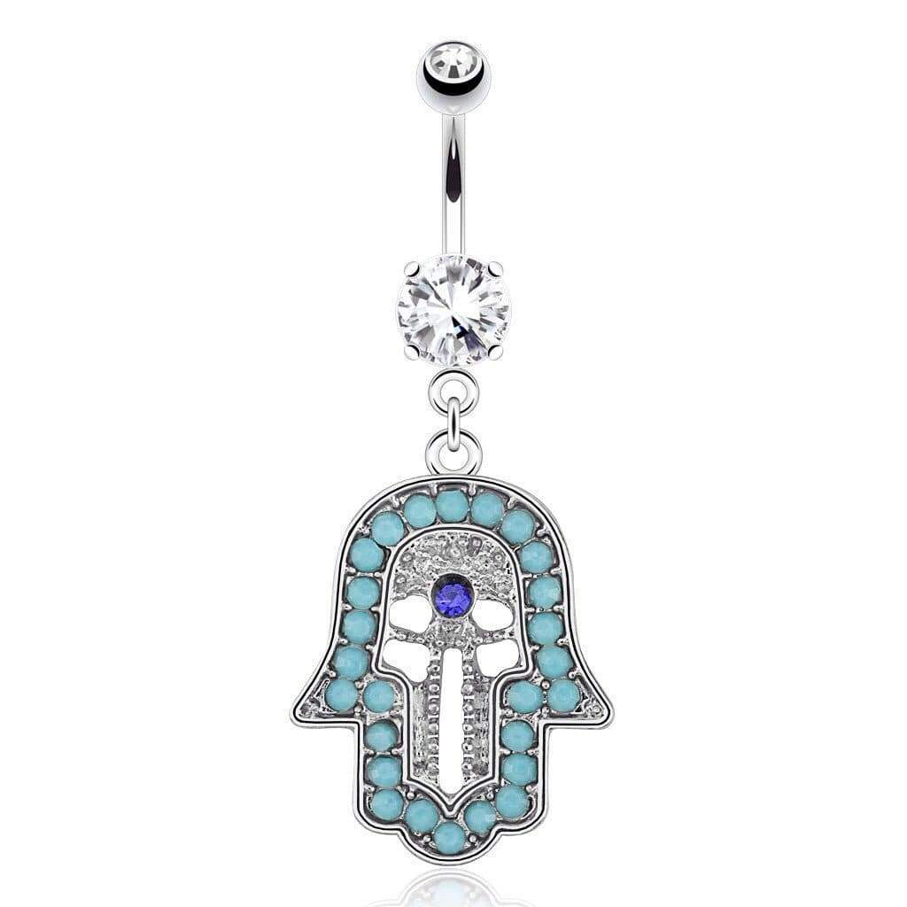 Belly Bars Hamsa CZ Belly Bar Jewelz Galore Hamsa CZ Belly Bar | Jewelz Galore | Ladies Body Jewellery Online