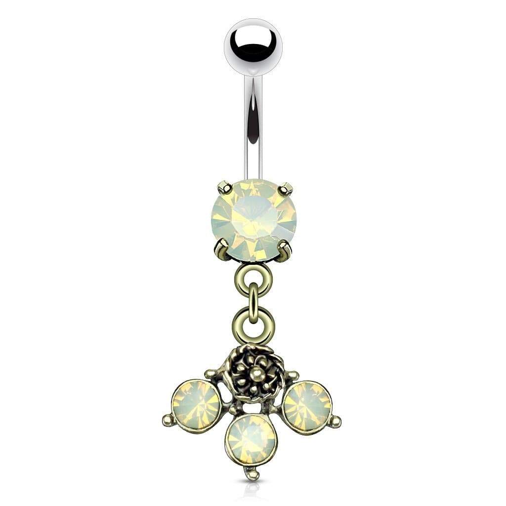 Belly Bars Opalite Antique Silver Belly Bar Jewelz Galore Opalite Navel Belly Bar | Jewelz Galore | Ladies Body Jewellery Online