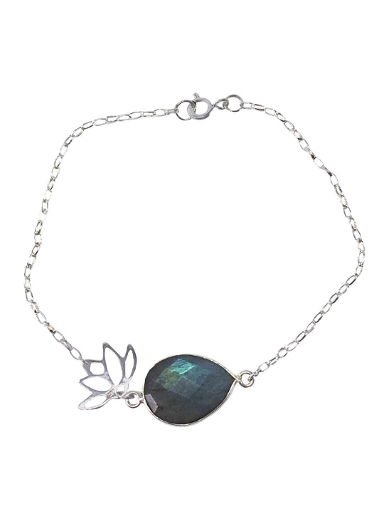 Bracelet Labradorite Lotus Bracelet Jewelz Galore Silver Labradorite Lotus Bracelet | Jewelz Galore | Jewellery Online