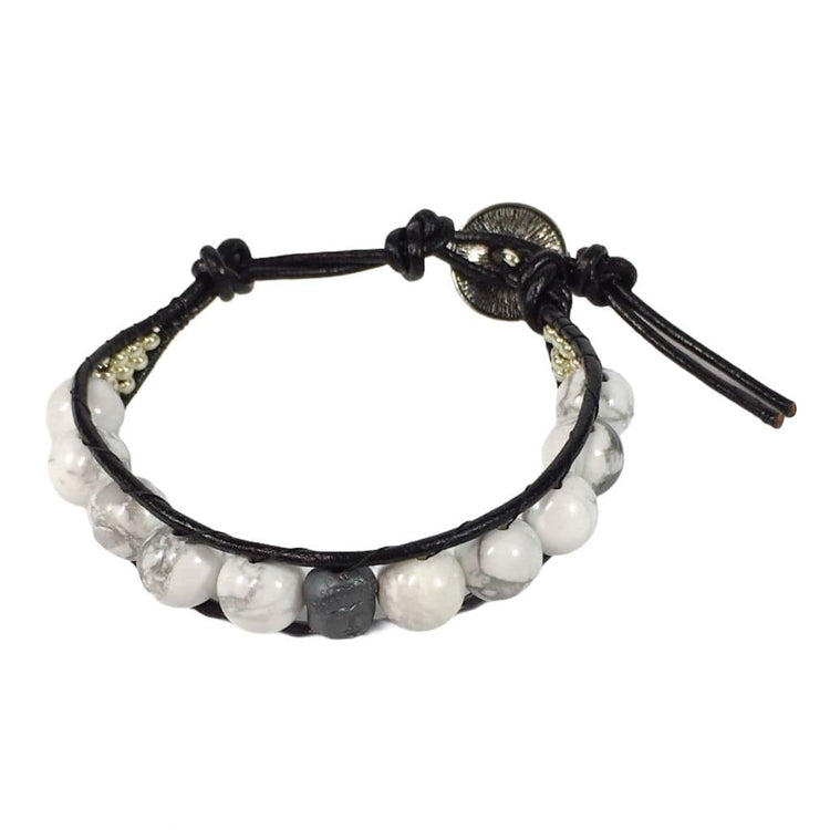 Handmade White Howlite Gemstone Wrap Bracelet