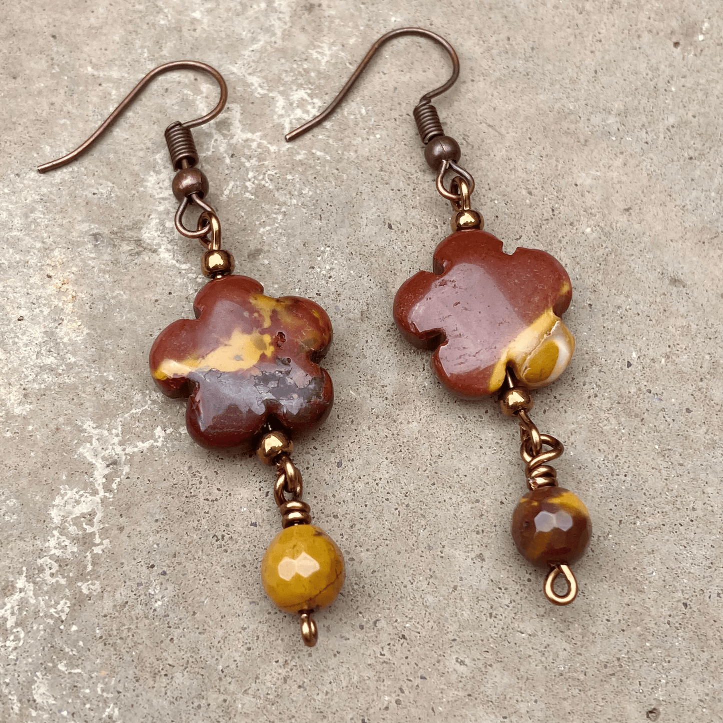 Earrings 3 Mookaite Flower Earrings Jewelz Galore Handmade Mookaite Gemstone Flower Earrings | Jewelz Galore | jewellery