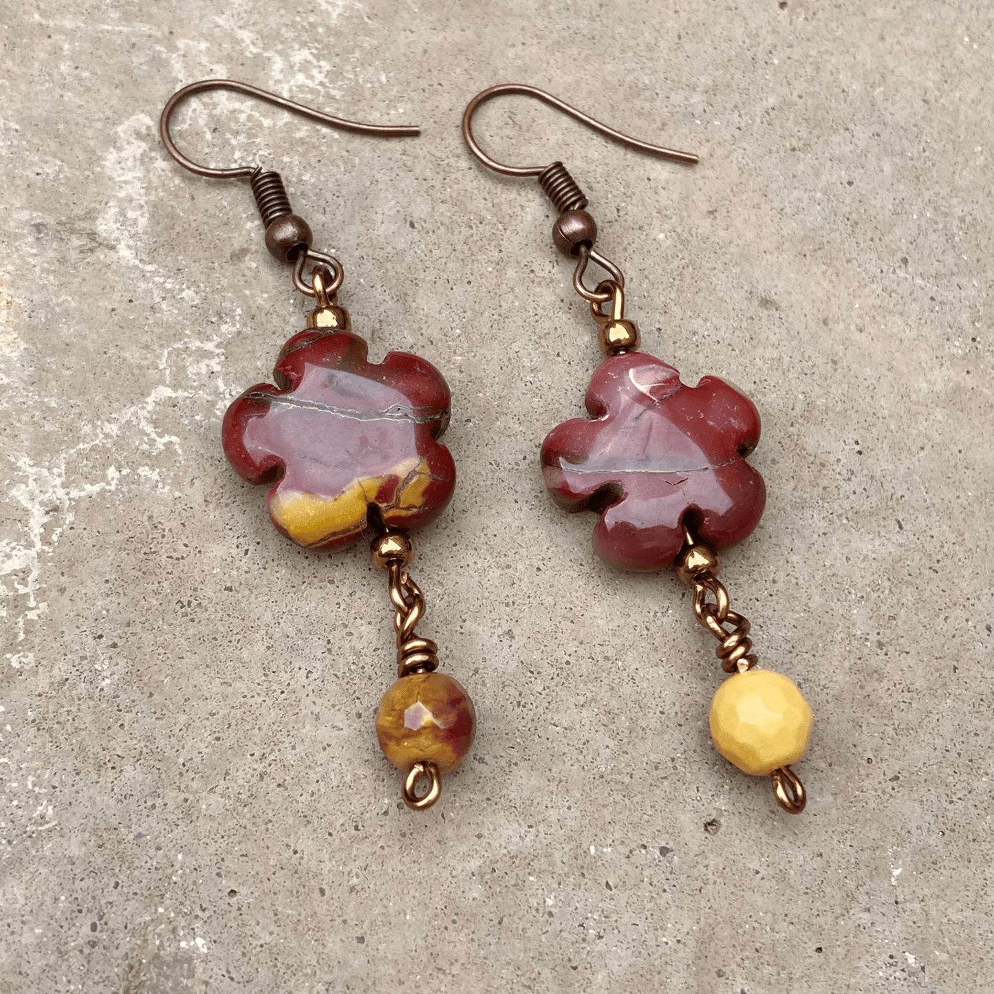 Earrings 4 Mookaite Flower Earrings Jewelz Galore Handmade Mookaite Gemstone Flower Earrings | Jewelz Galore | jewellery