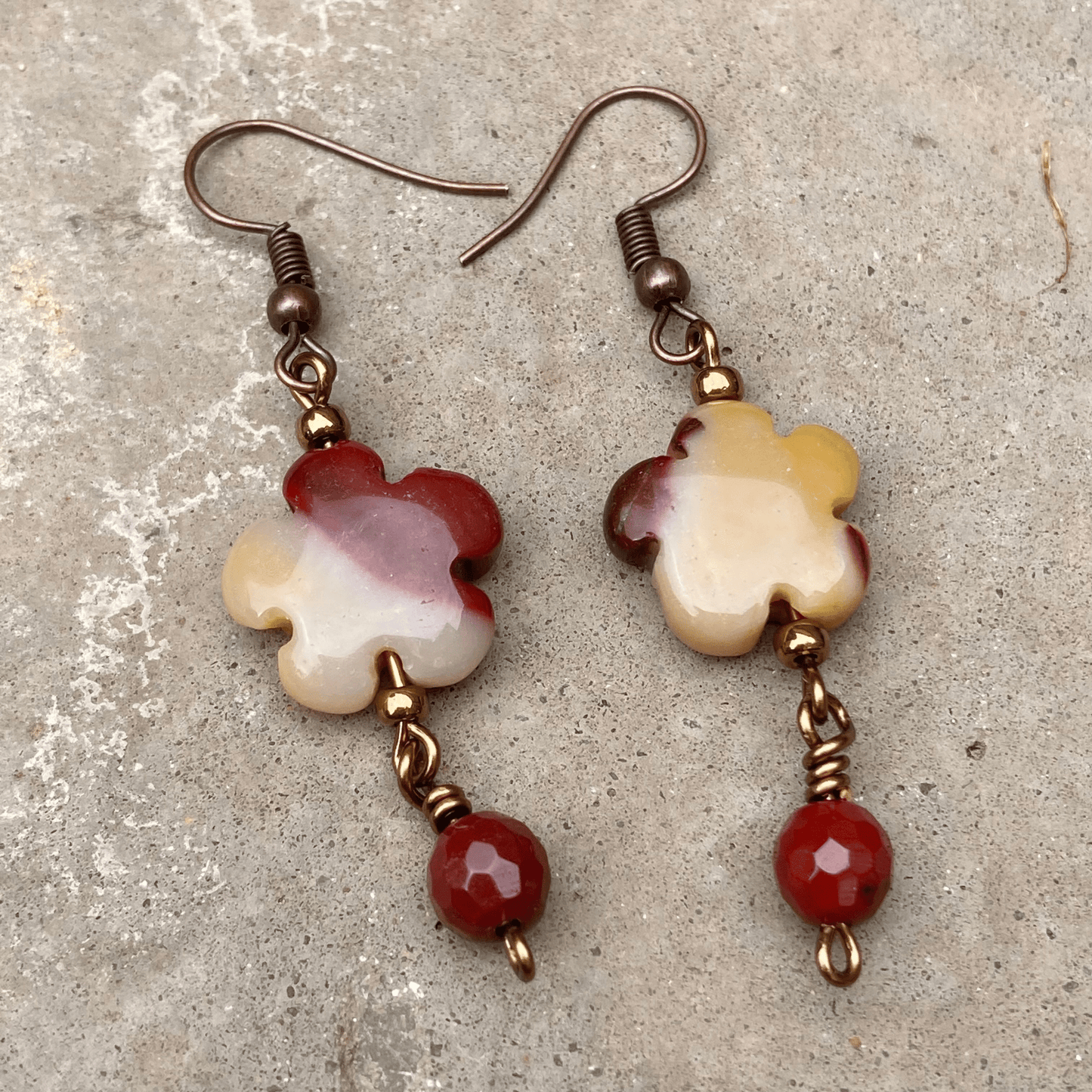 Earrings 5 Mookaite Flower Earrings Jewelz Galore Handmade Mookaite Gemstone Flower Earrings | Jewelz Galore | jewellery