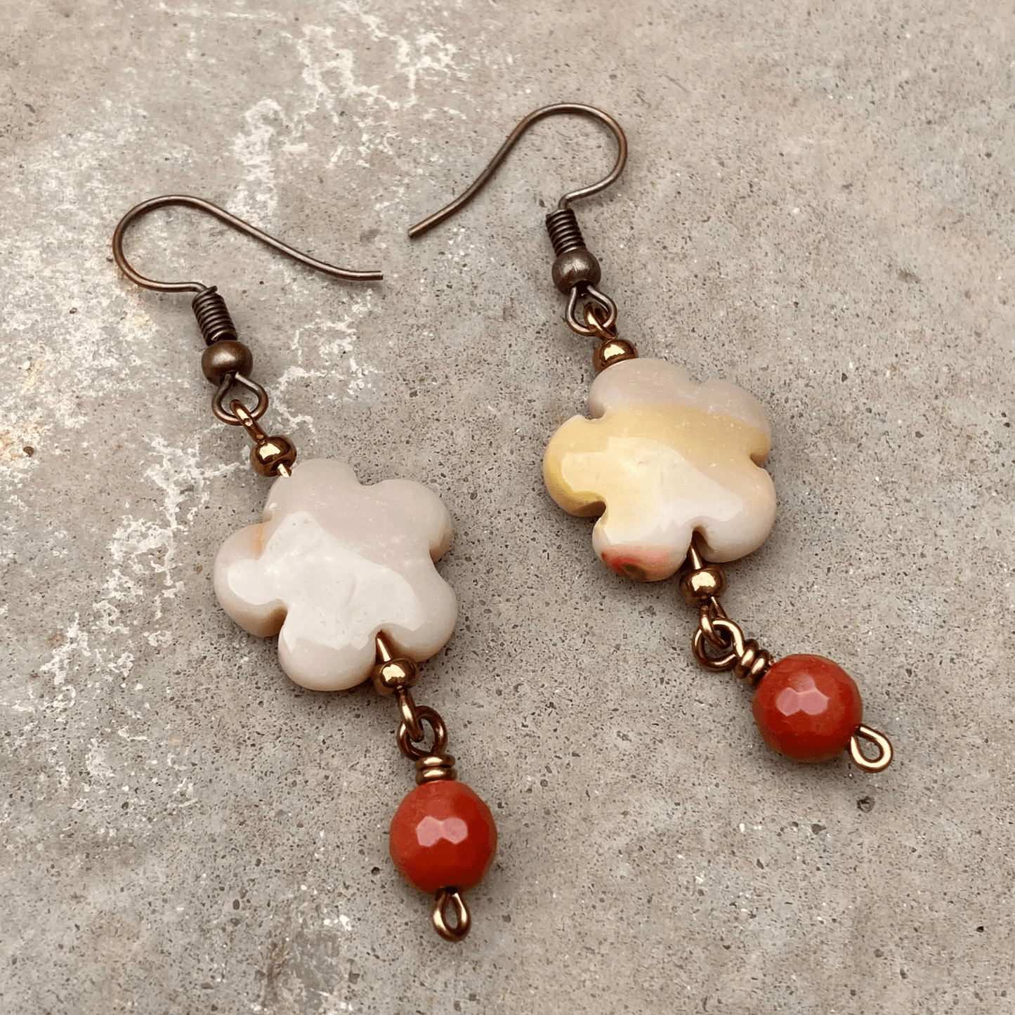 Earrings 6 Mookaite Flower Earrings Jewelz Galore Handmade Mookaite Gemstone Flower Earrings | Jewelz Galore | jewellery