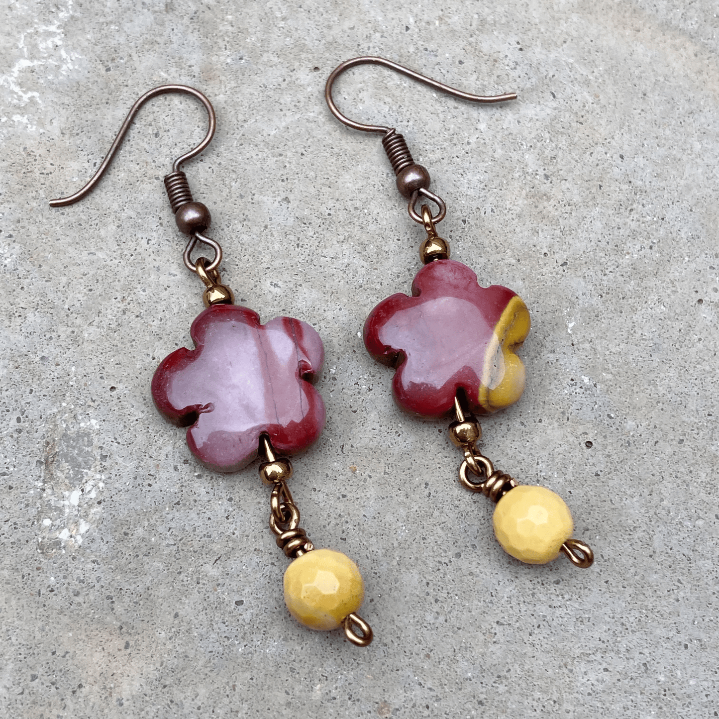 Earrings 7 Mookaite Flower Earrings Jewelz Galore Handmade Mookaite Gemstone Flower Earrings | Jewelz Galore | jewellery