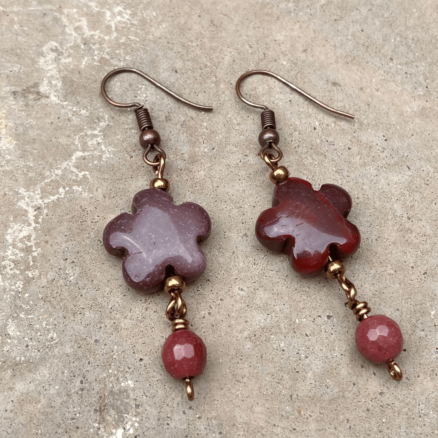 Earrings 9 Mookaite Flower Earrings Jewelz Galore Handmade Mookaite Gemstone Flower Earrings | Jewelz Galore | jewellery