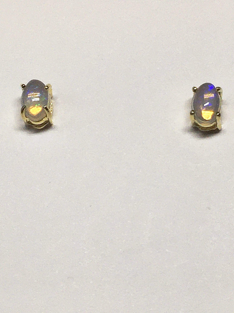 Handmade Sterling Silver Coober Pedy Opal Gemstone Stud Earrings | Jewelz Galore