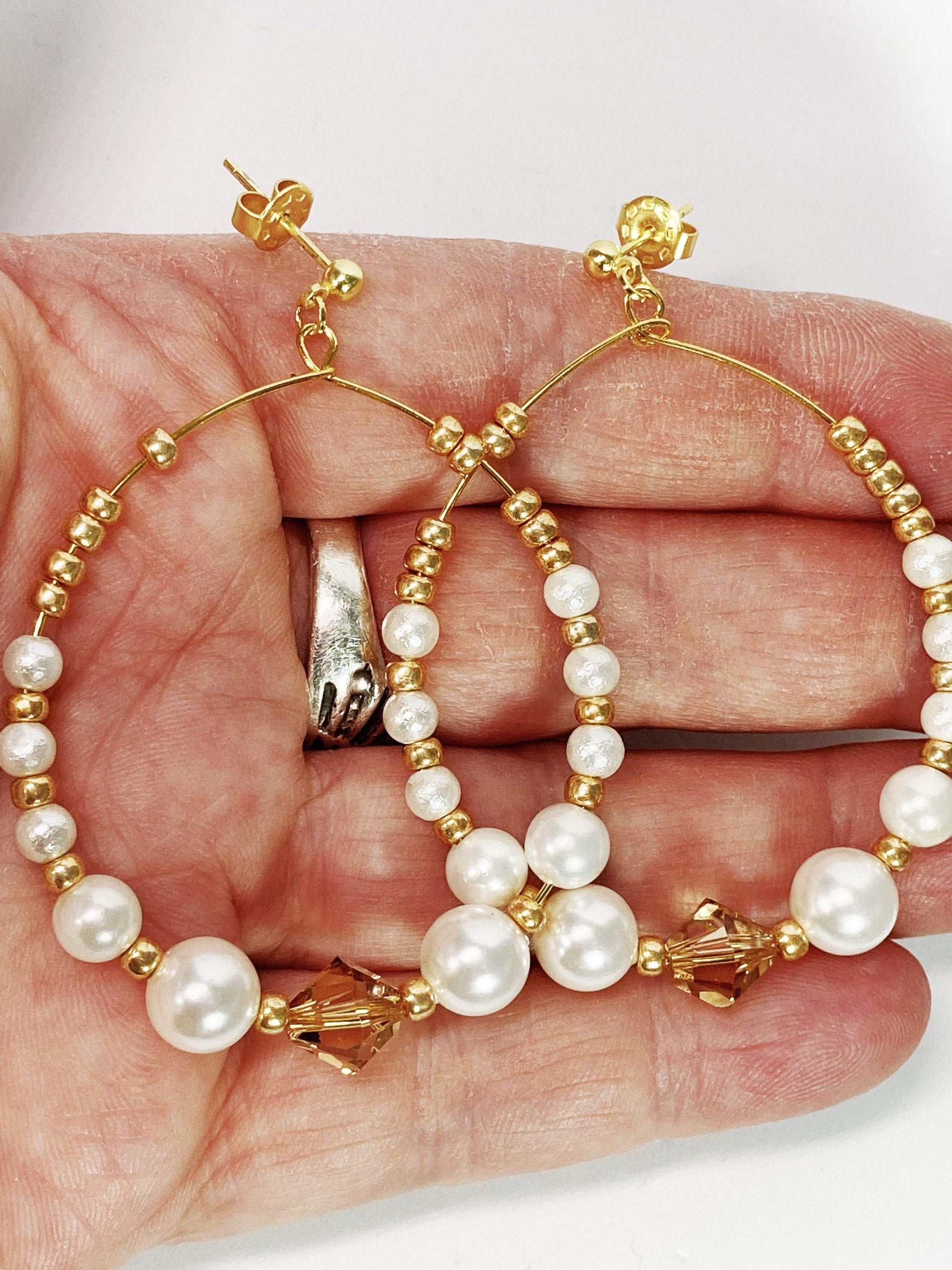 Earrings Pearl Hoop Earrings Jewelz Galore Pearl Hoop Earrings | Jewelz Galore | Artisan Jewellery | Cambridge UK