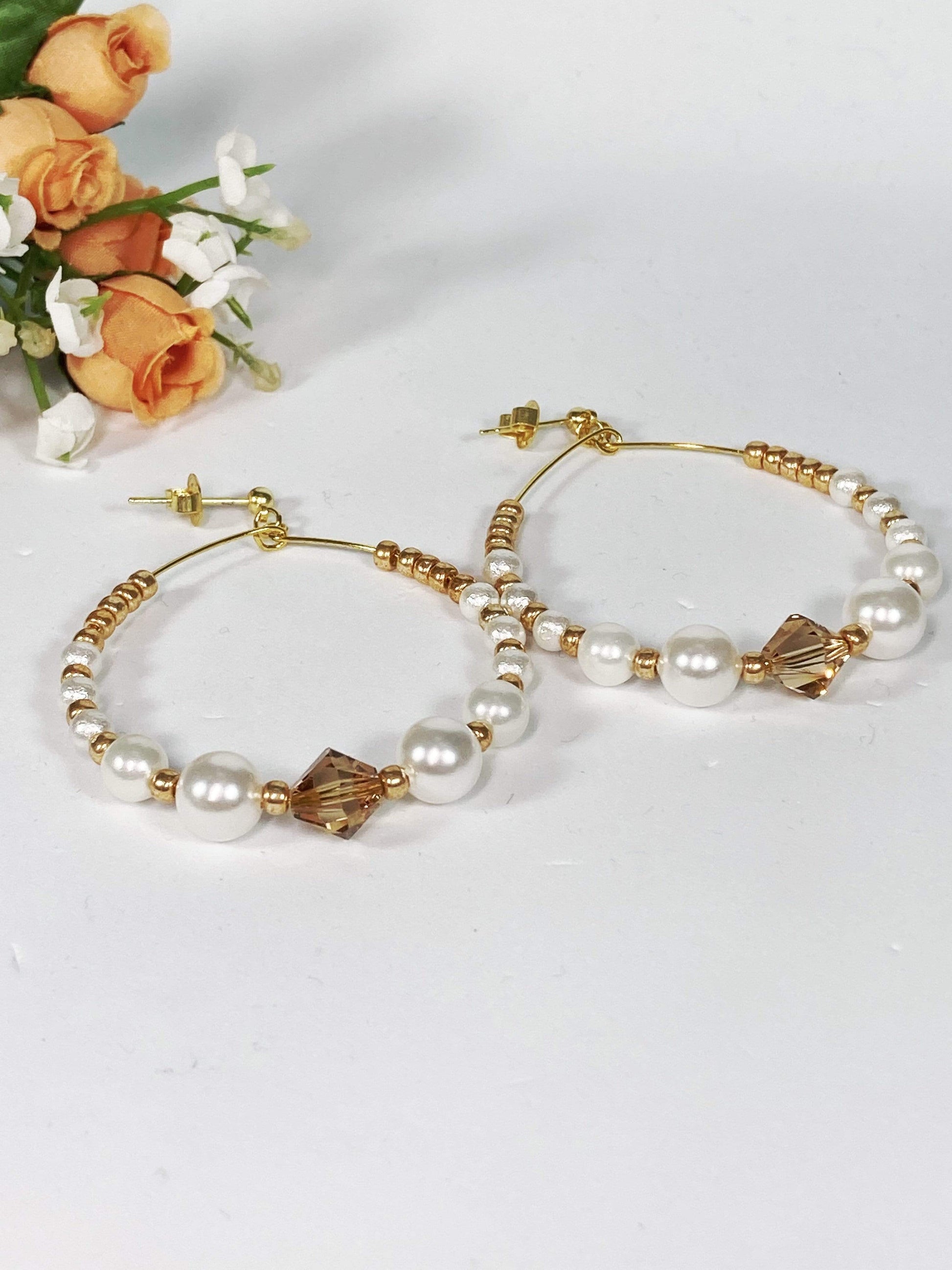 Earrings Pearl Hoop Earrings Jewelz Galore Pearl Hoop Earrings | Jewelz Galore | Artisan Jewellery | Cambridge UK