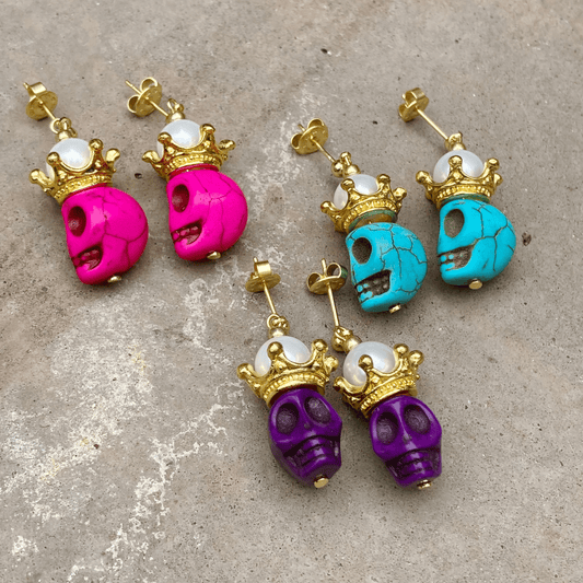 Earrings Skull Crown Stud Earrings Jewelz Galore Buy Skull Crown Stud Earrings | Jewelz Galore | Handmade Jewellery