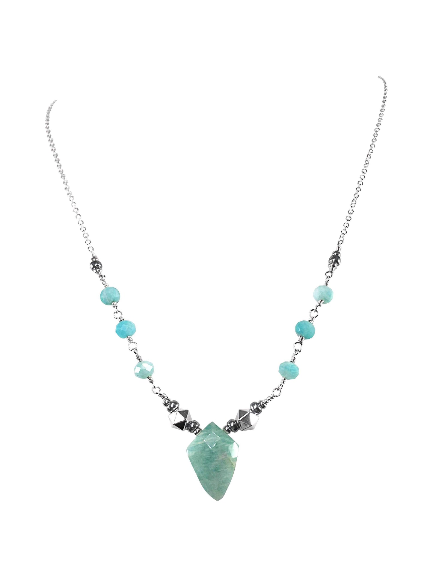 Necklace Amazonite Shield Necklace Jewelz Galore Silver Amazonite Shield Necklace | Jewelz Galore | Handmade Jewellery