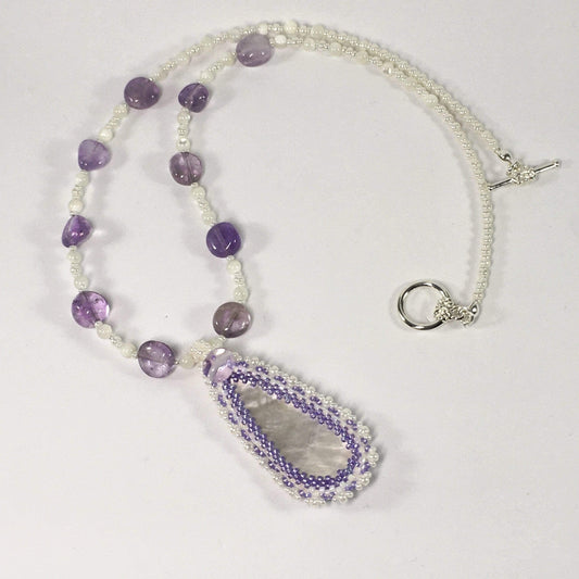 Necklace Amethyst And Mother Of Pearl Necklace Jewelz Galore Handmade Mother Of Pearl Necklace | Jewelz Galore | Jewellery Online