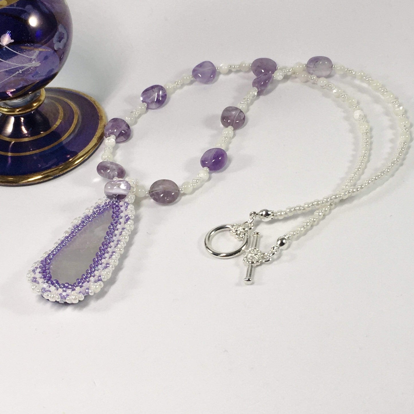 Necklace Amethyst And Mother Of Pearl Necklace Jewelz Galore Handmade Mother Of Pearl Necklace | Jewelz Galore | Jewellery Online