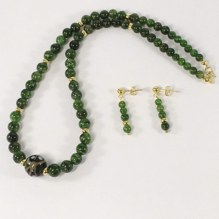 Handmade Chrome Diopside Gemstone Necklace Set