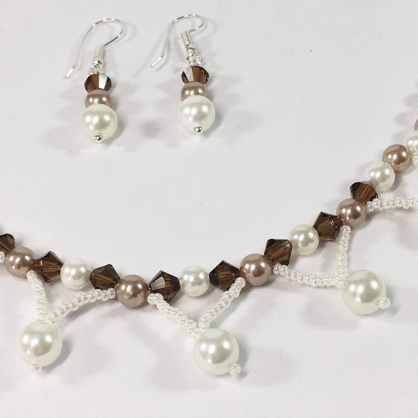 Necklace Coffee And Cream Shell Pearl Bridal Necklace Set Jewelz Galore Sterling Silver Shell Pearl Bridal Set | Jewelz Galore | Jewellery