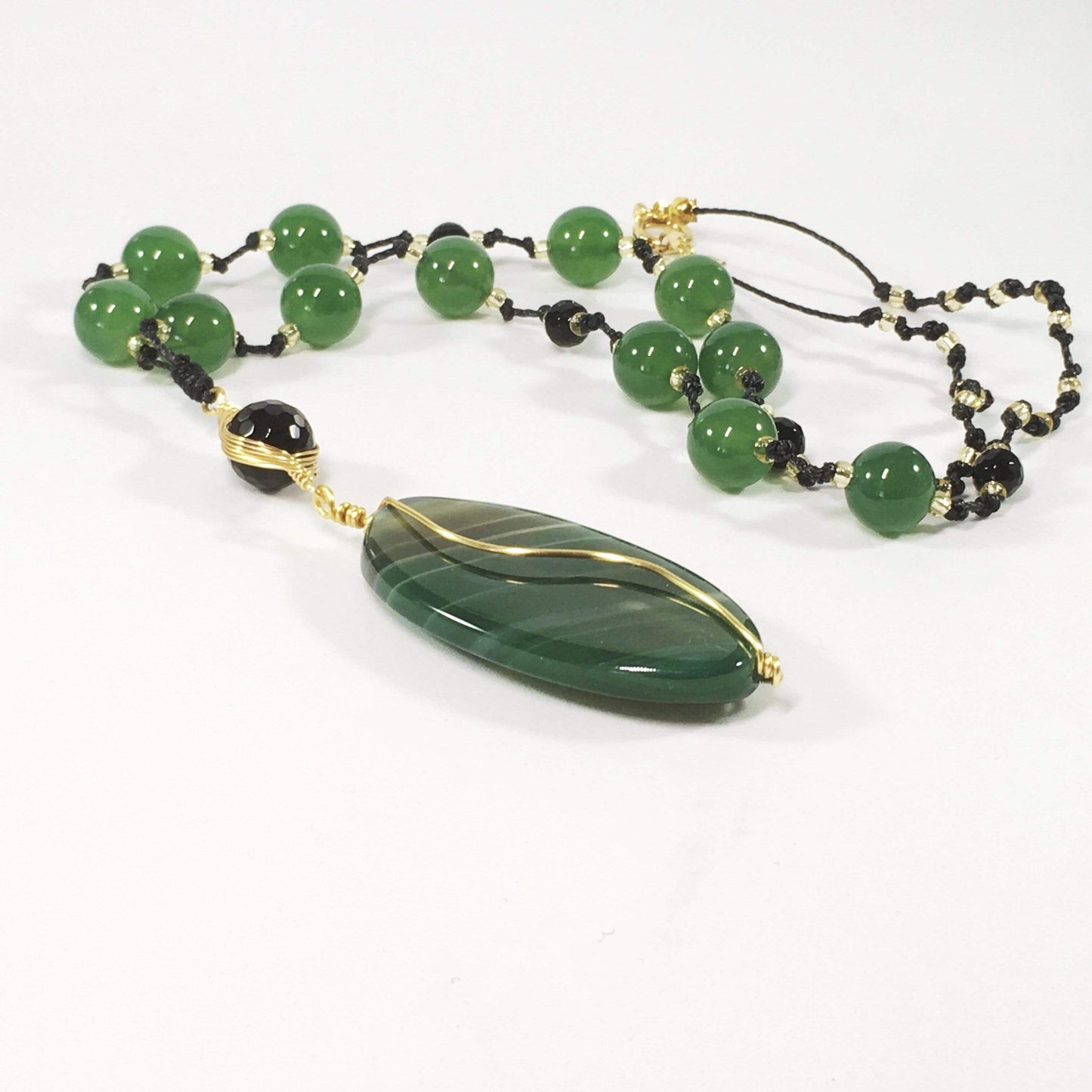 Necklace Green Agate Knotted Pendant Necklace Jewelz Galore Agate Gemstone Knotted Pendant Necklace | Jewelz Galore | Jewellery