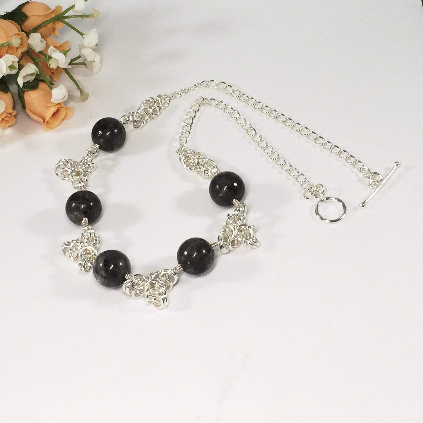 Necklace Larvakite Chainmaille Necklace Jewelz Galore Larvakite Chainmaille Necklace | Jewelz Galore | Jewellery