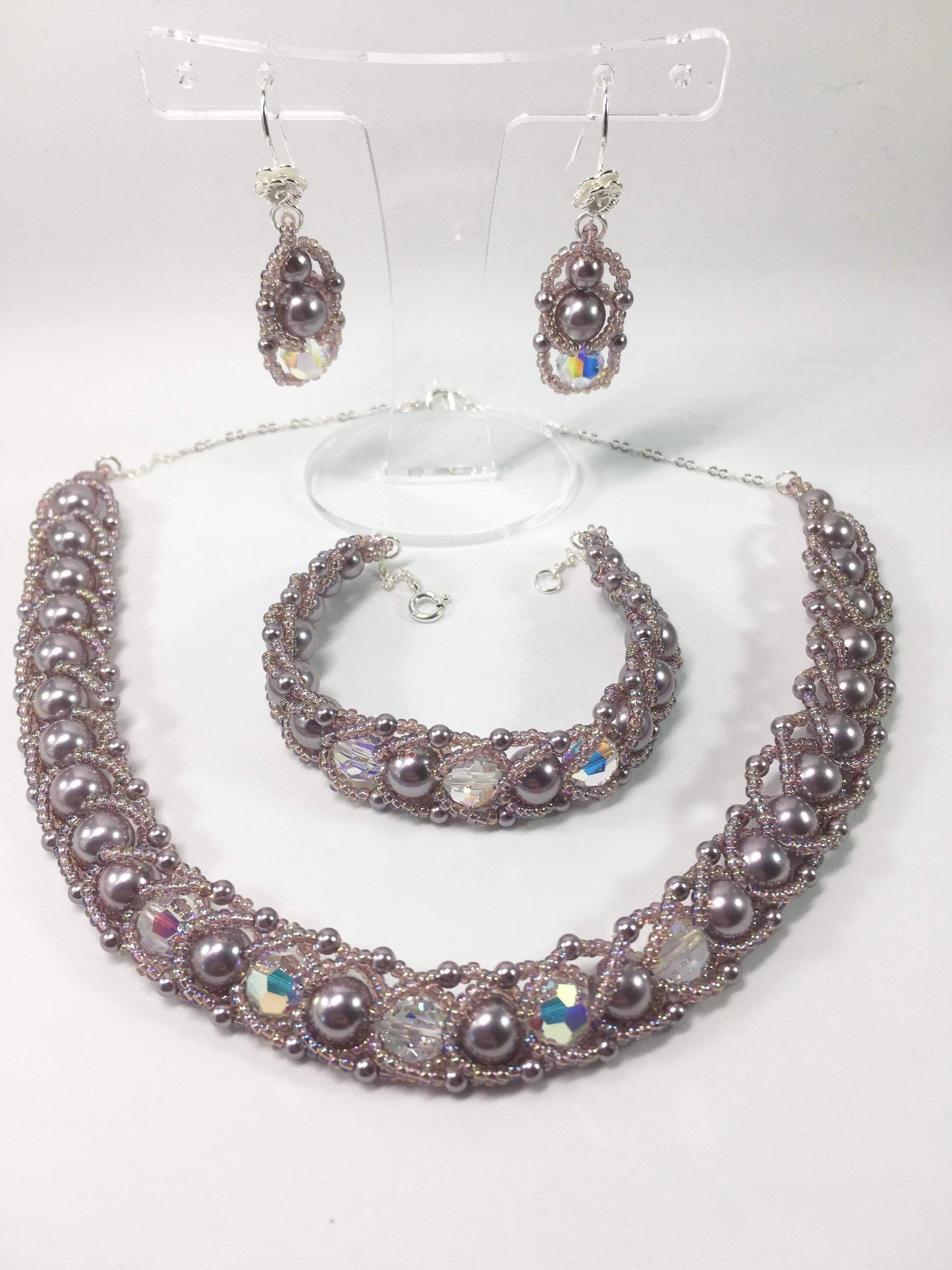 Necklace Mauve Shell Pearl Bridal Set Jewelz Galore Buy Mauve Pearl Bridal Set | Jewelz Galore | Artisan Jewellery