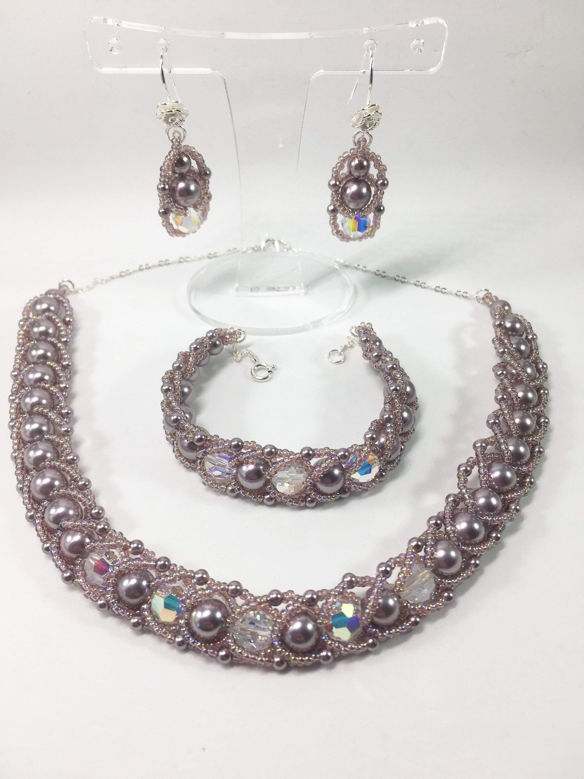 Necklace Mauve Shell Pearl Bridal Set Jewelz Galore Buy Mauve Pearl Bridal Set | Jewelz Galore | Artisan Jewellery