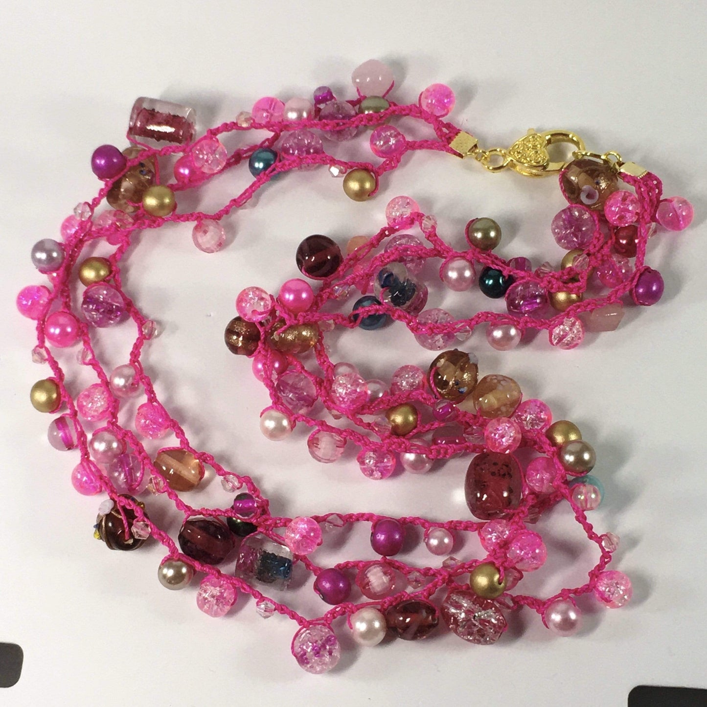 Necklace Pink Beaded Crochet Necklace Jewelz Galore Pink Beaded Crochet Necklace | Jewelz Galore | Jewellery