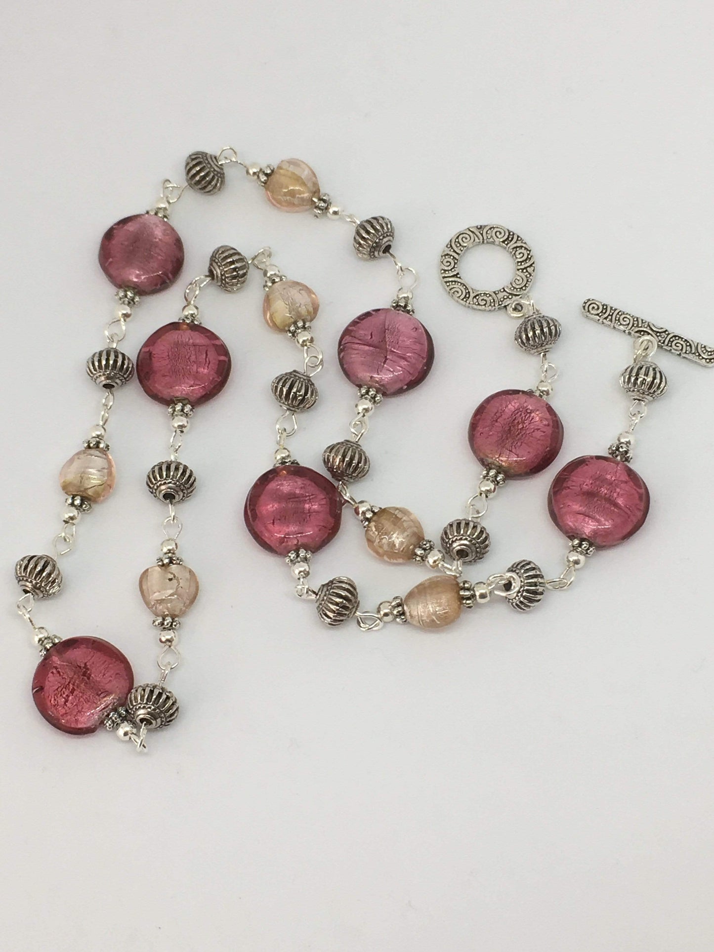 Necklace Pink Lampwork Disc Necklace Jewelz Galore Lampwork Bead Necklace | Jewelz Galore | Jewellery