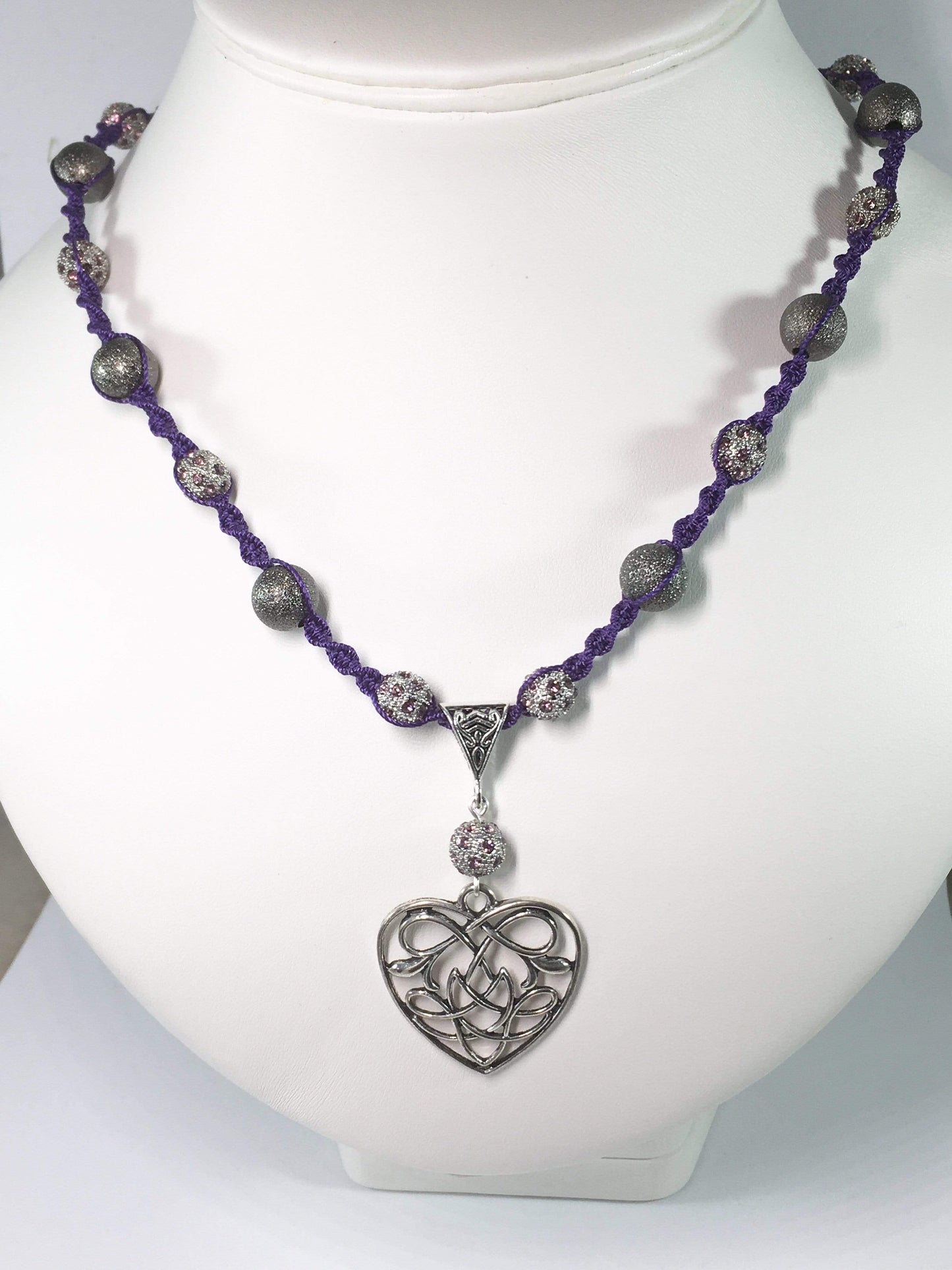 Necklace Purple Macrame Necklace Jewelz Galore Purple Macrame Necklace | Jewelz Galore
