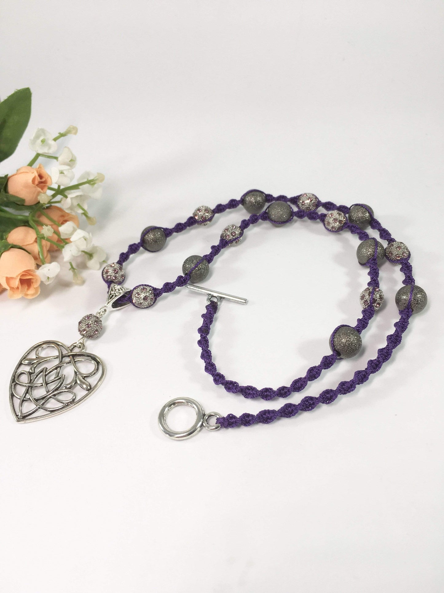 Necklace Purple Macrame Necklace Jewelz Galore Purple Macrame Necklace | Jewelz Galore