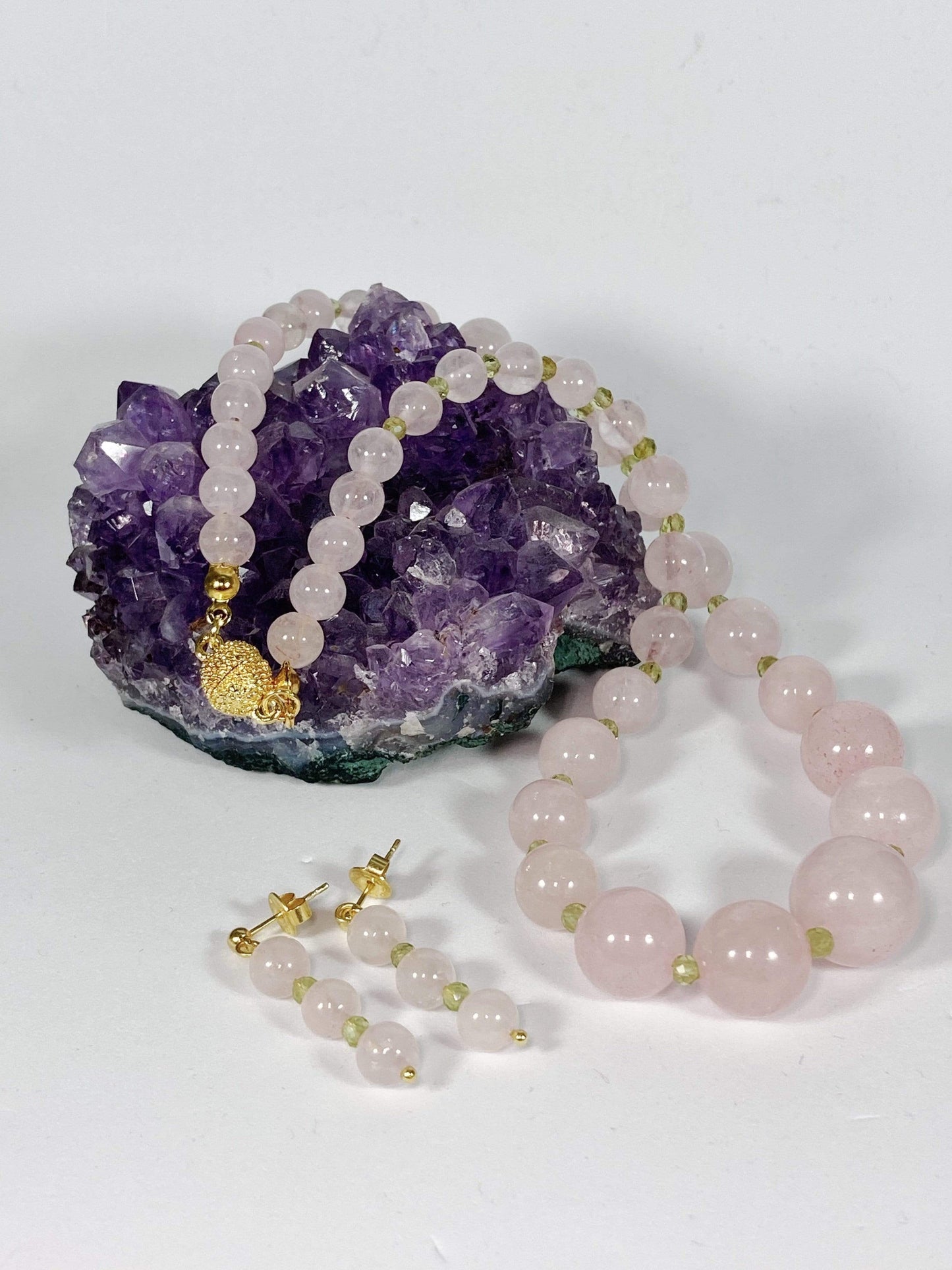Necklace Rose Quartz And Peridot Necklace Set Jewelz Galore Rose Quartz And Peridot Necklace Set | Jewelz Galore | Cambridge UK