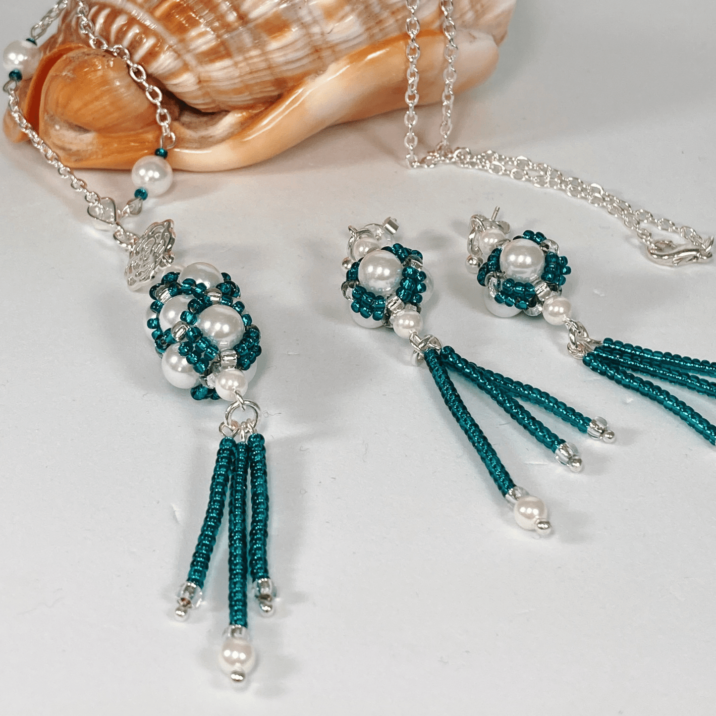 Necklace Shell Pearl Beaded Necklace Set Jewelz Galore Shell Pearl Beaded Necklace Set | Jewelz Galore | Artisan Jewellery