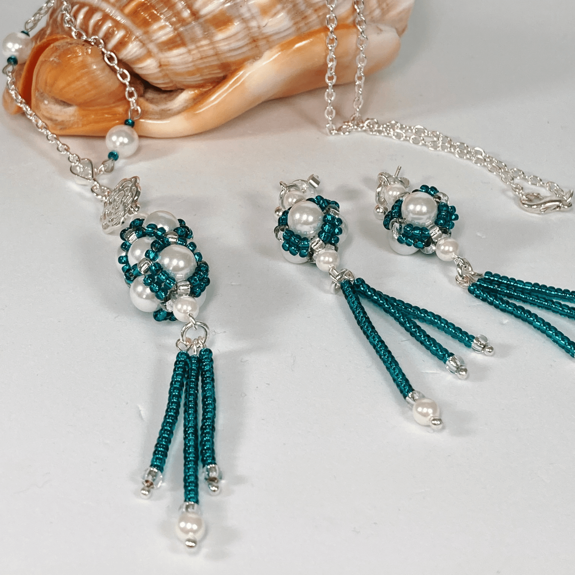 Necklace Shell Pearl Beaded Necklace Set Jewelz Galore Shell Pearl Beaded Necklace Set | Jewelz Galore | Artisan Jewellery