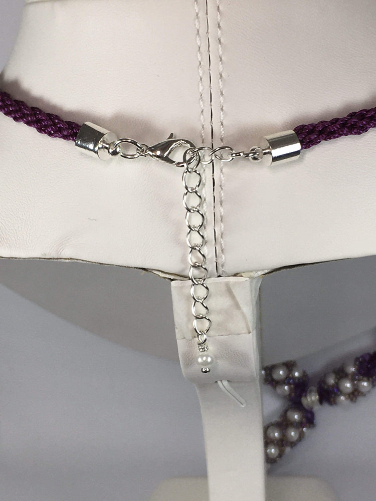 Handmade Shell Pearl Gemstone Criss Cross Beaded Kumihimo Necklace Set