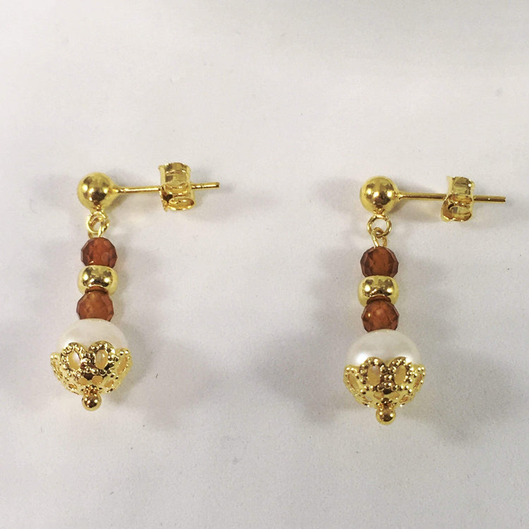 Spessartite Garnet And Freshwater Pearl Necklace Set