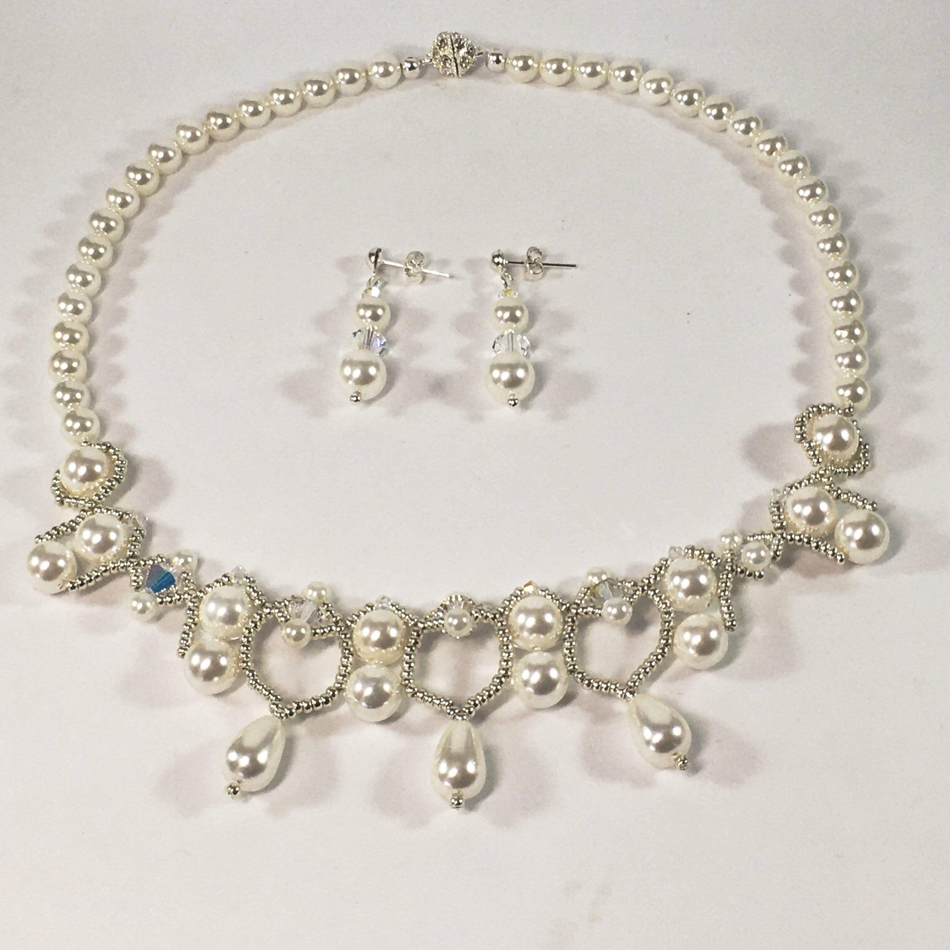 Necklace White Shell Pearl Bridal Necklace Set Jewelz Galore Shell Pearl Bridal Set | Jewelz Galore | Jewellery