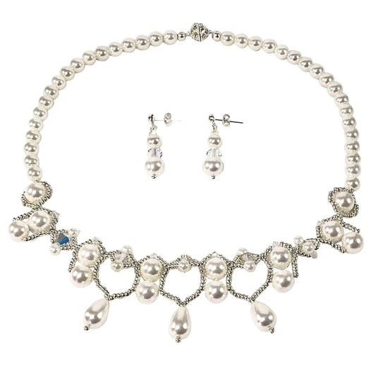 Necklace White Shell Pearl Bridal Necklace Set Jewelz Galore Shell Pearl Bridal Set | Jewelz Galore | Jewellery