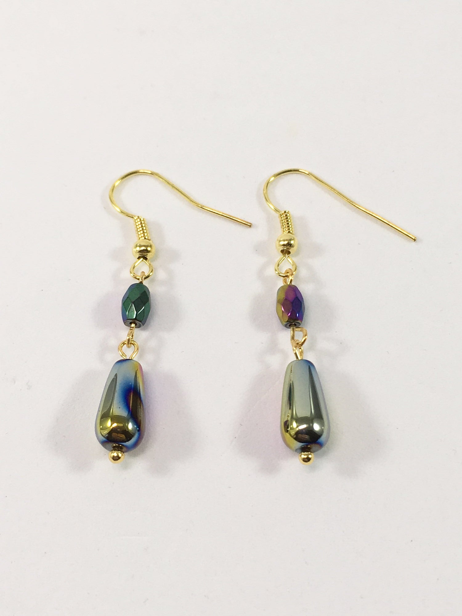 Rainbow Hematite Gemstone Drop Earrings
