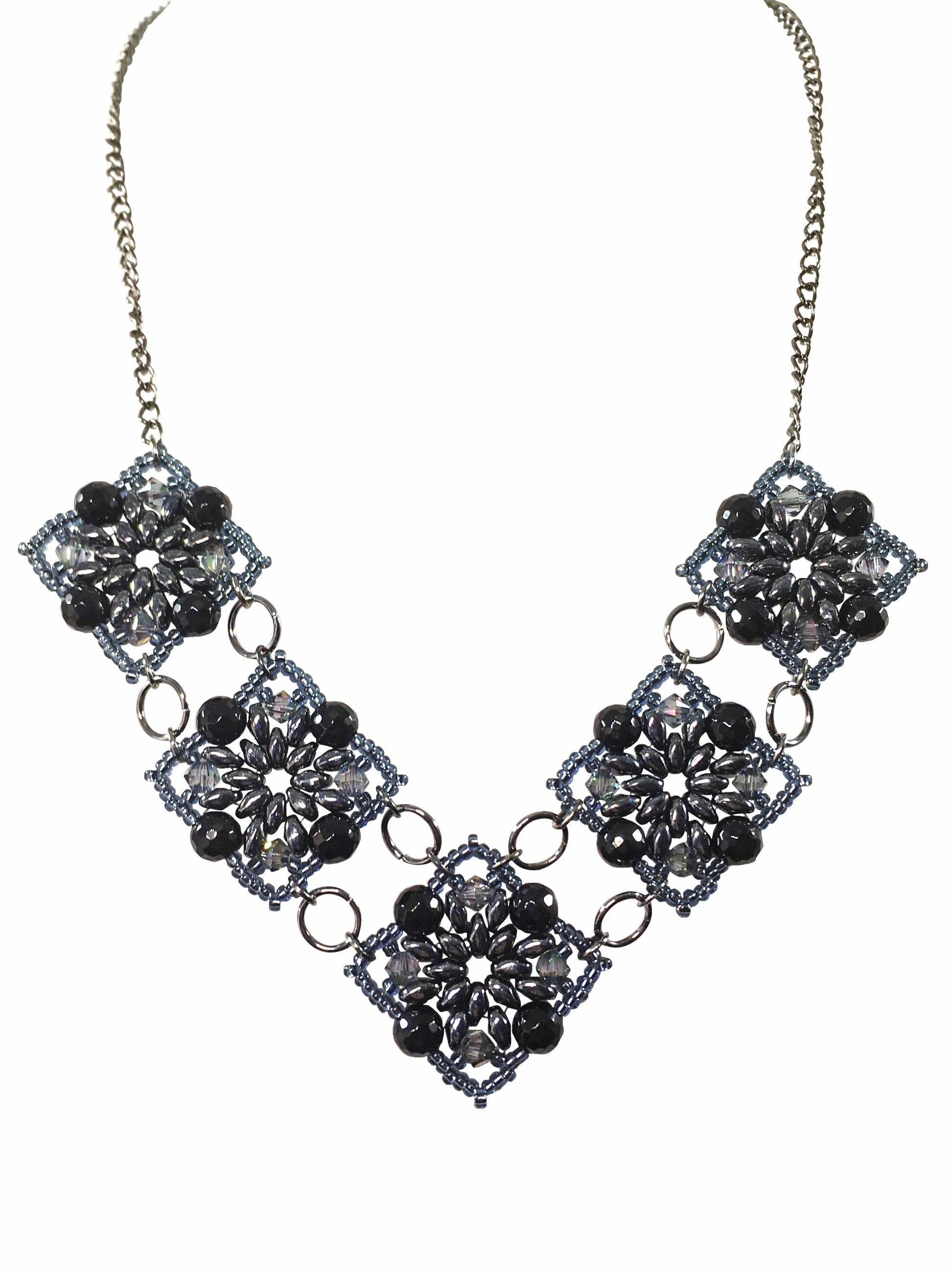 Handmade Black Agate Gemstone Beaded Necklace