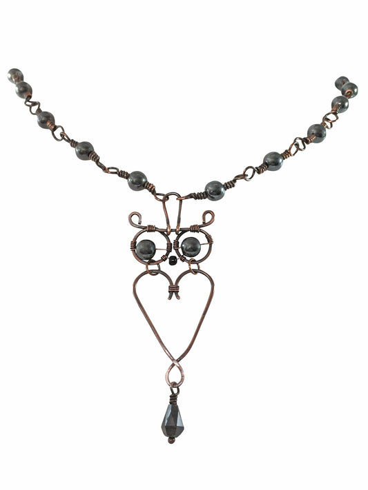 Necklace Wire Wrapped Hematine Owl Necklace Jewelz Galore Owl Gemstone Necklace | Jewelz Galore | Cambridge