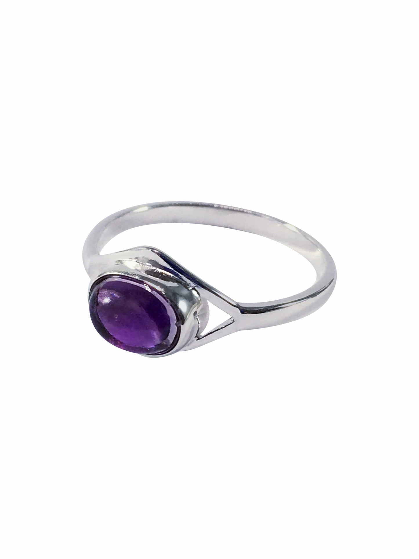 Oval Amethyst Gemstone And Sterling Silver Ring