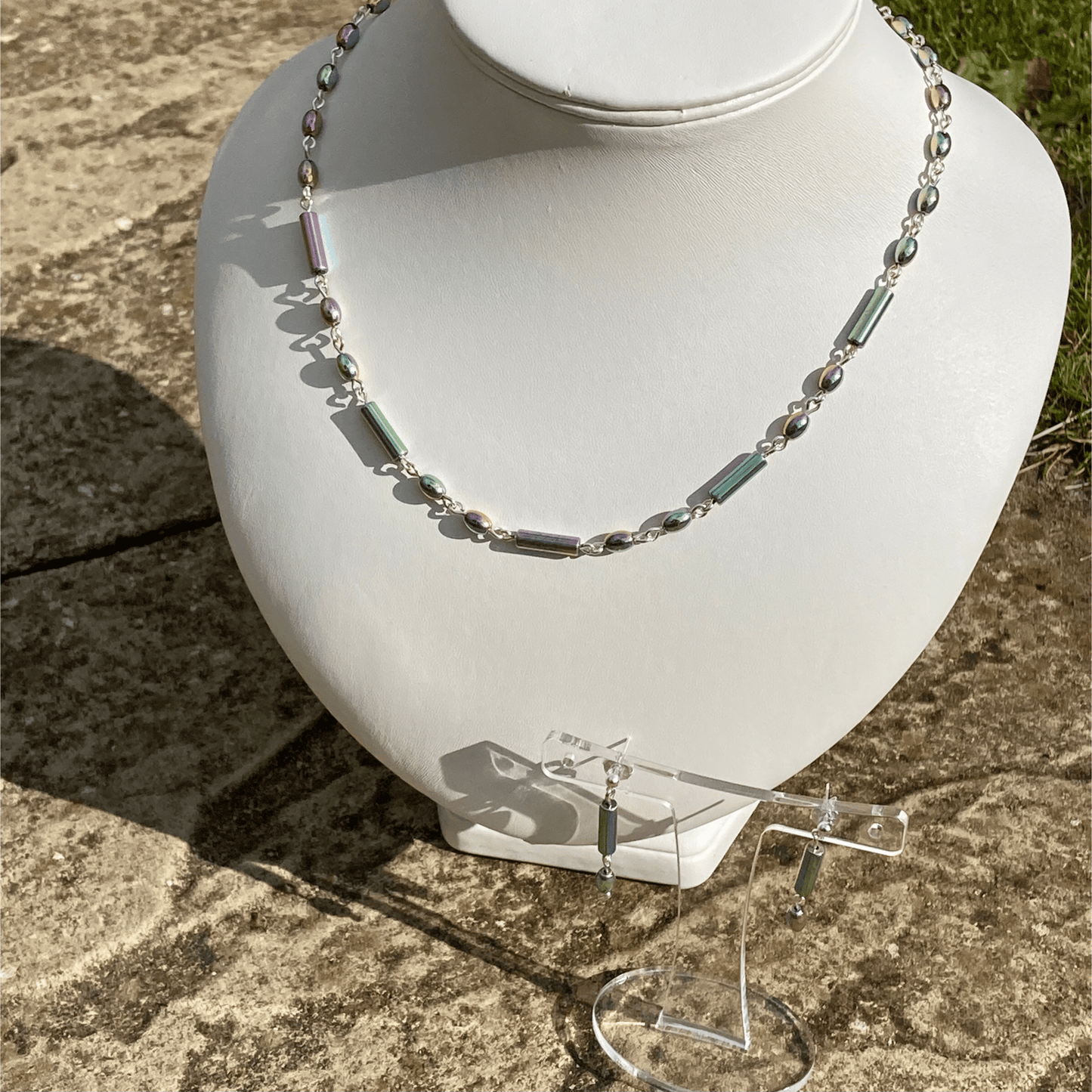 Necklace Pastel Hematite Necklace Set Jewelz Galore Buy Pastel Hematite Necklace Set | Jewelz Galore | Handmade Jewellery