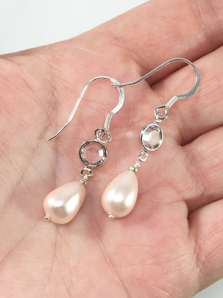 Handcrafted Pink Shell Pearl Earrings