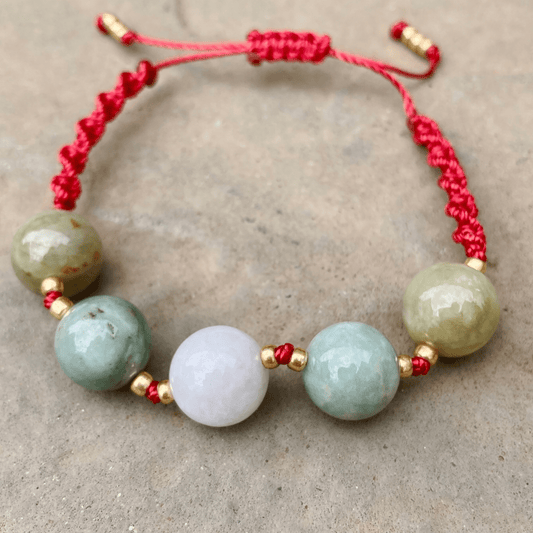 Handmade Adjustable Jadeite Macrame Bracelet