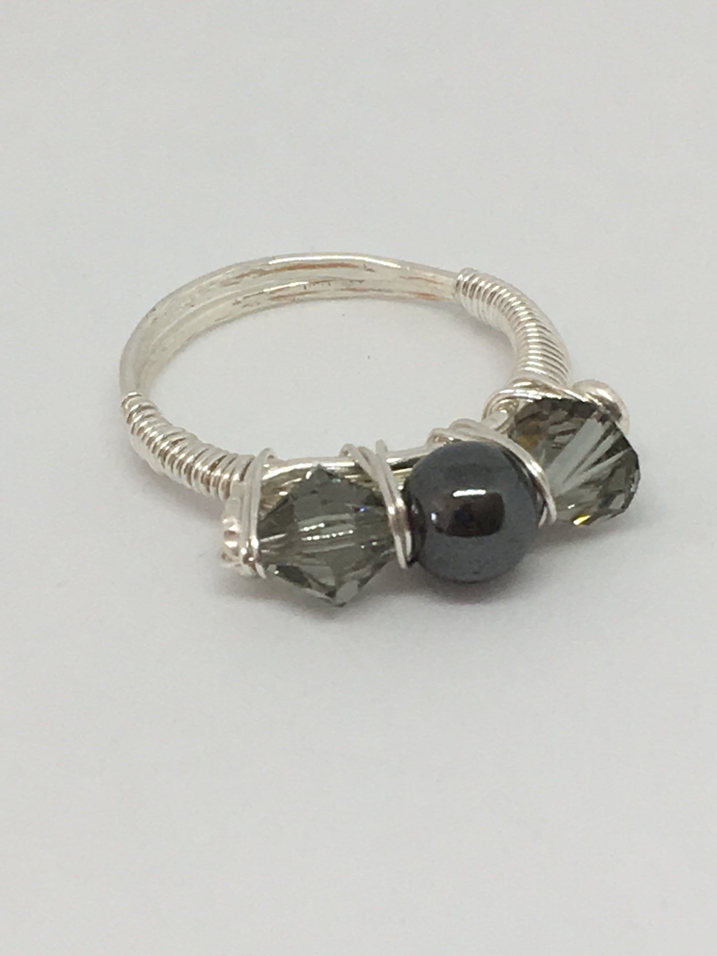 Rings K = 5 1/4 / Hematine + Swarovski Wire Wrapped Gemstone Rings Jewelz Galore Wire Wrapped Gemstone Rings | Jewelz Galore | Jewellery In Cambridge