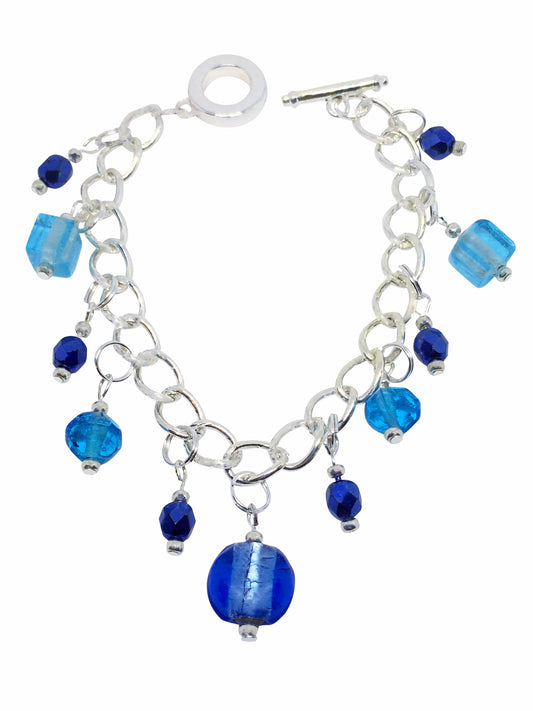 Bracelet Blue Beaded Charm Bracelet Jewelz Galore Blue Beaded Charm Bracelet | Jewelz Galore | Handmade Jewellery Online