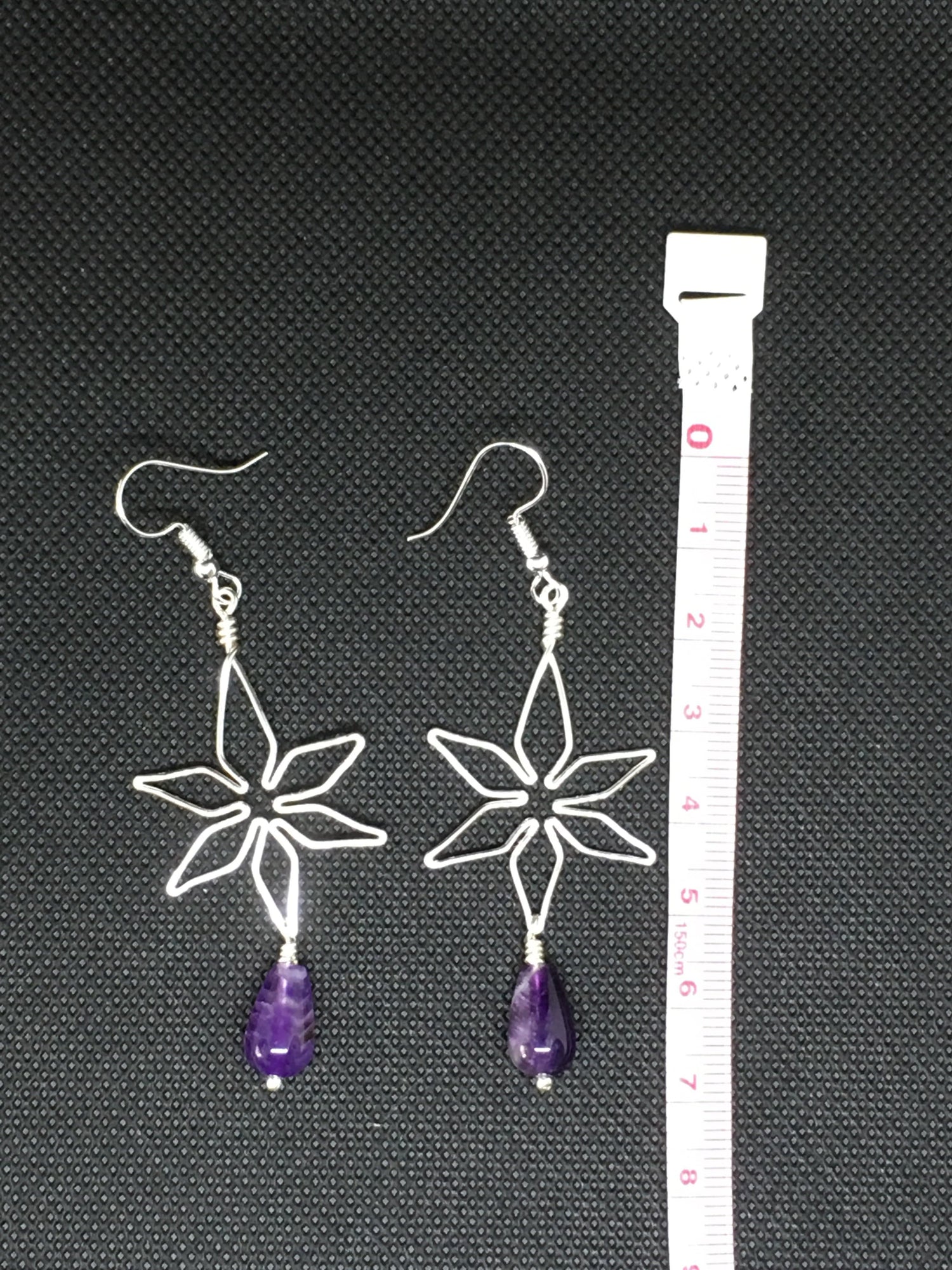 Amethyst Star Flower Earrings