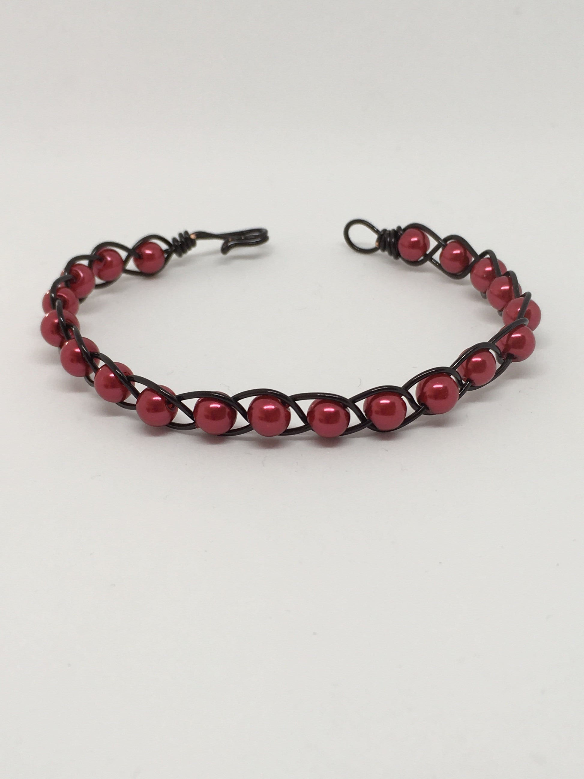 Bracelet Black & Red Wire Braided Bangle Jewelz Galore Wire Braided Bangle | Jewelz Galore | Handmade Jewellery Cambridge