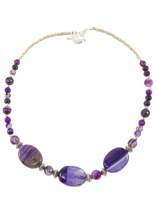 Necklace Purple Striped Agate Necklace Jewelz Galore